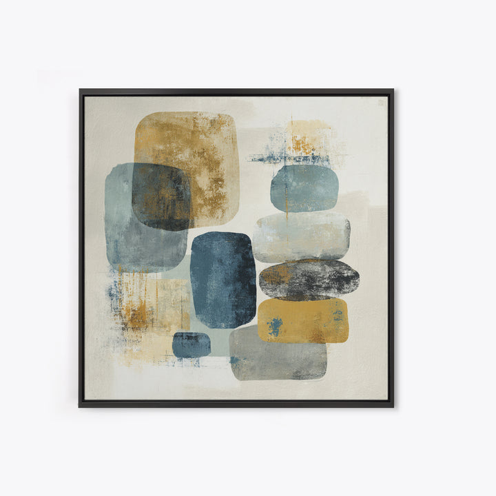 Minimal Stone Shapes Framed Canvas Print, Master Bedroom, Bedroom Prints, Bedroom Decor, Abstract Art, Sanctuary, Gallery Decor, MAS-1x1-64
