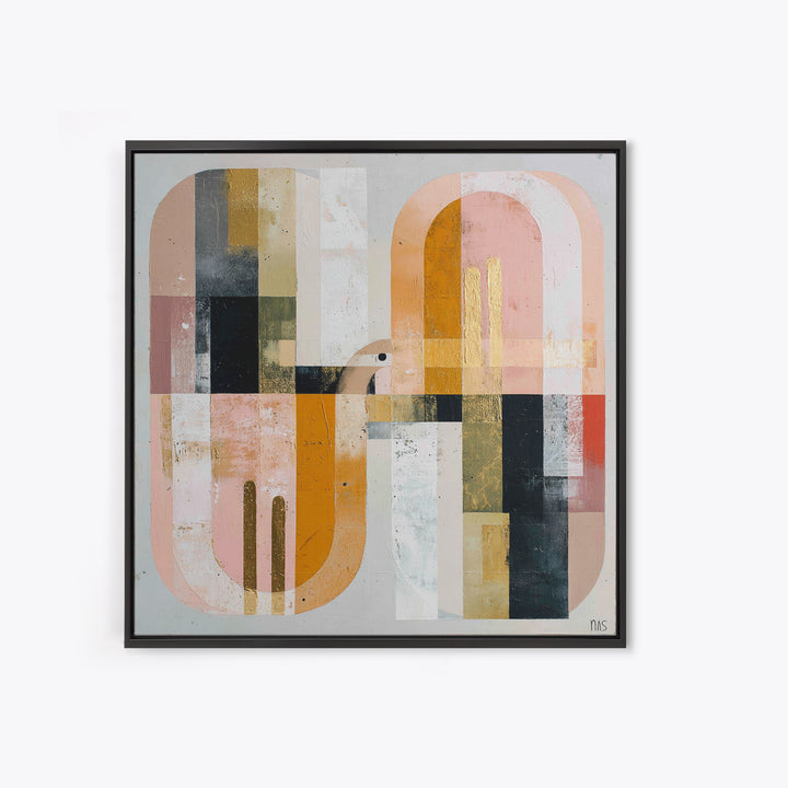 Gold Accented Abstract Arches Framed Canvas Print, Master Bedroom, Bedroom Decor, Fine Art, Sanctuary, Living Room Prints, MAS-1x1-8