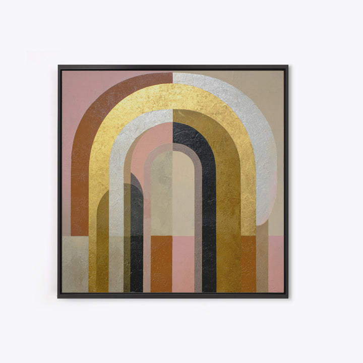 Gold Accented Abstract Arches Framed Canvas Print, Master Bedroom, Fine Art Print, Bedroom Decor, Abstract Art, Sanctuary, MAS-1x1-80