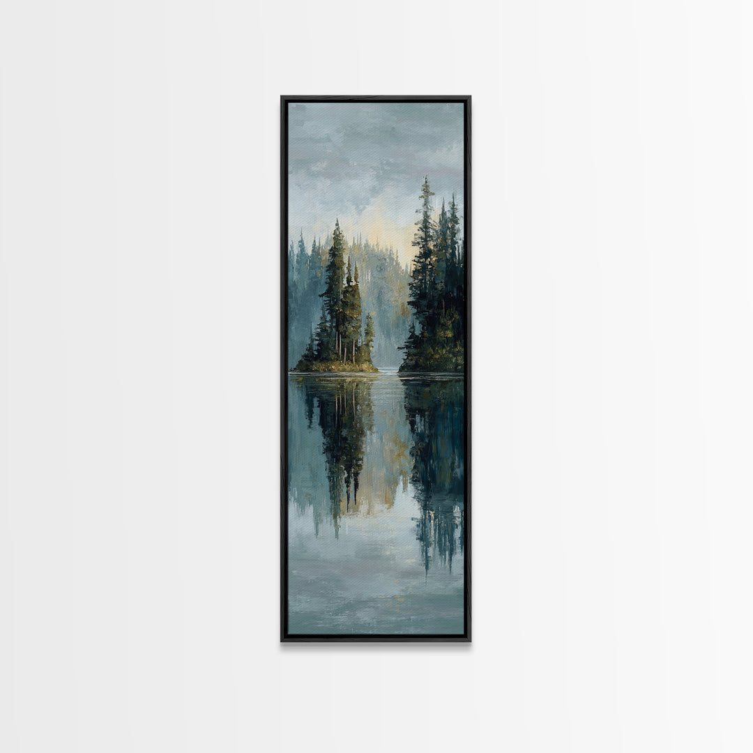 Serene Lake with Pale Morning Reflection Canvas Print, Master Bedroom, Bedroom Prints, Bedroom Decor, Fine Art, Sanctuary, MAS-1x3-43