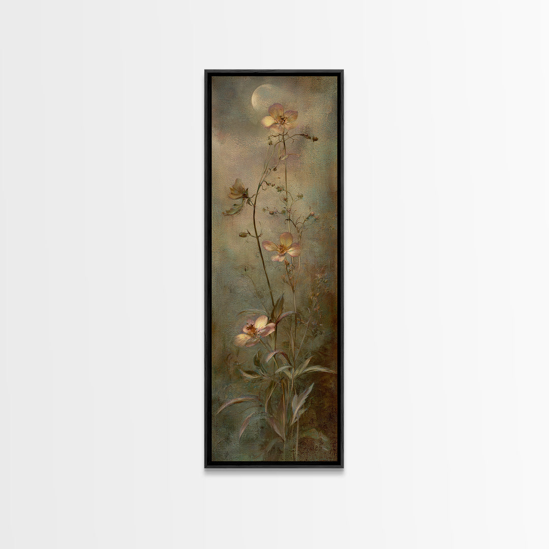 Dreamy Celestial Moon and Botanical Composition Canvas Print, Master Bedroom, Rustic Home Decor, Bedroom Decor, Sanctuary, MAS-1x3-47