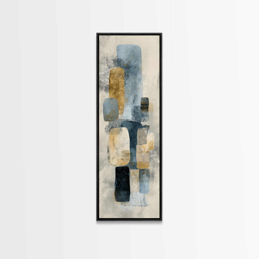 Minimal Stone Shapes Framed Canvas Print, Master Bedroom, Printable Art, Bedroom Decor, Abstract Art, Sanctuary, MAS-1x3-52