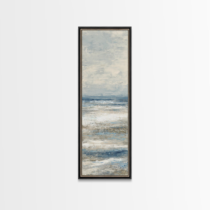 Elegant Moonlit Ocean Horizon Framed Canvas Print, Master Bedroom, Printable Wall Art, Bedroom Decor, Fine Art, Sanctuary, MAS-1x3-61
