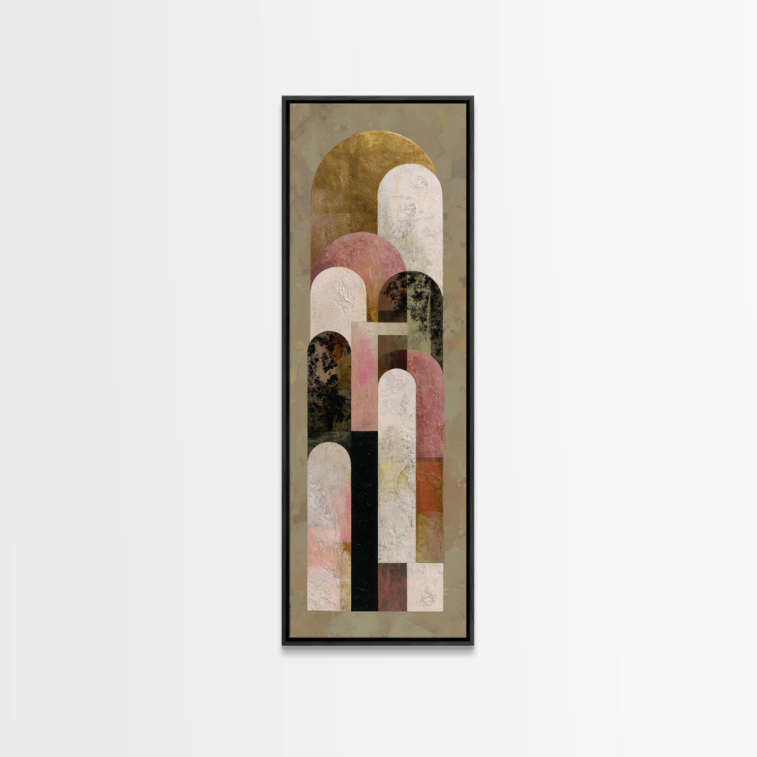 Gold Accented Abstract Arches Canvas Print, Master Bedroom, Rustic Home Decor, Bedroom Decor, Abstract Art, Sanctuary, MAS-1x3-68