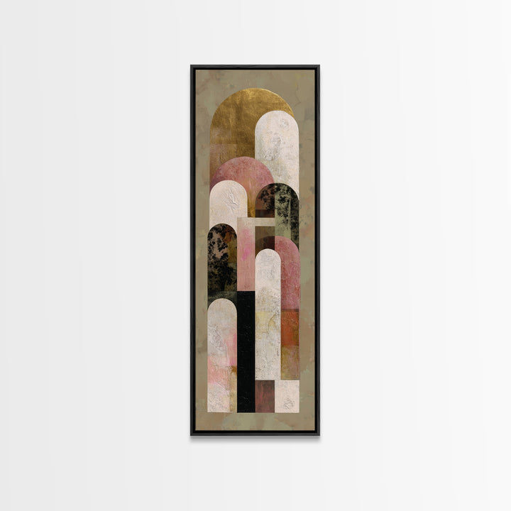 Gold Accented Abstract Arches Canvas Print, Master Bedroom, Rustic Home Decor, Bedroom Decor, Abstract Art, Sanctuary, MAS-1x3-68