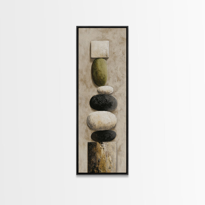 Minimal Stone Shapes Framed Canvas Print, Master Bedroom, Wall Decor Bedroom, Bedroom Decor, Sanctuary, Fine Art Print, MAS-1x3-76