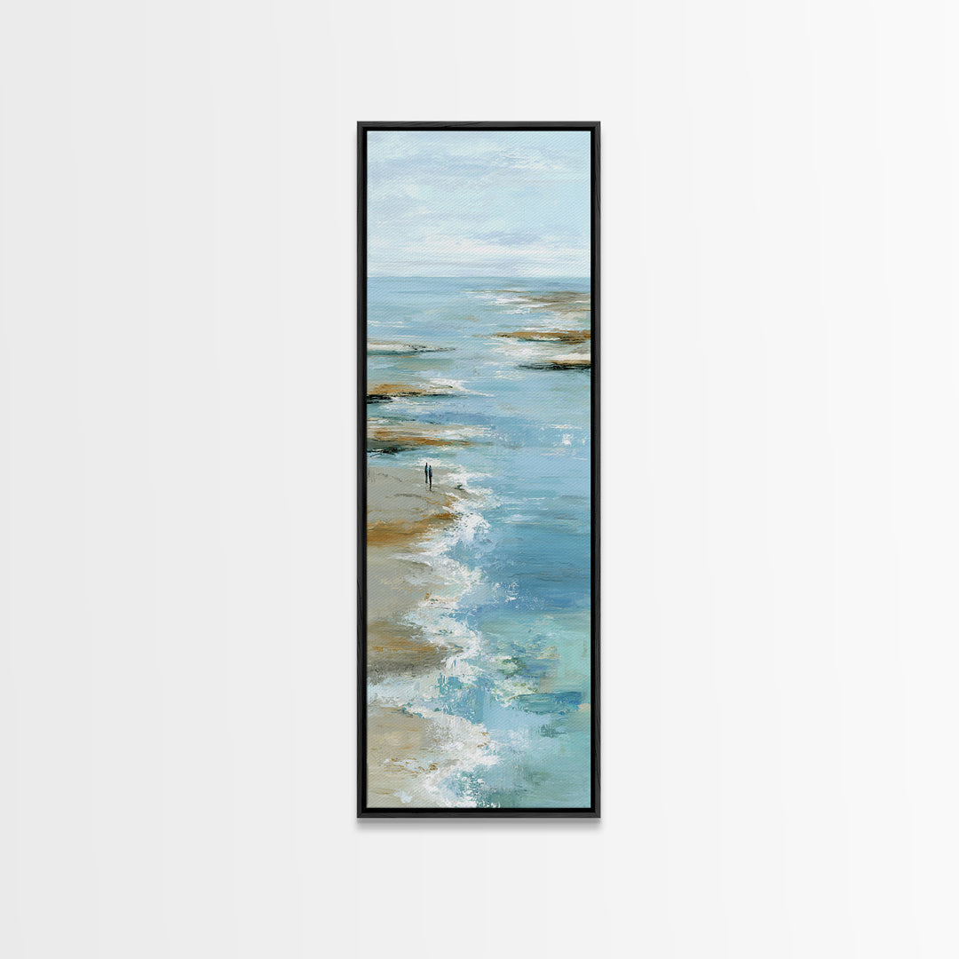 Hotel Coastal Landscape Canvas Print, Master Bedroom, Living Room Prints, Bedroom Decor, Watercolor Art, Sanctuary, MAS-1x3-81