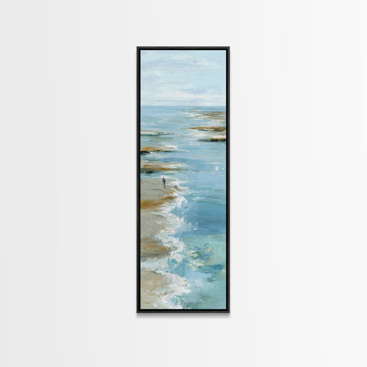 Hotel Coastal Landscape Canvas Print, Master Bedroom, Living Room Prints, Bedroom Decor, Watercolor Art, Sanctuary, MAS-1x3-81