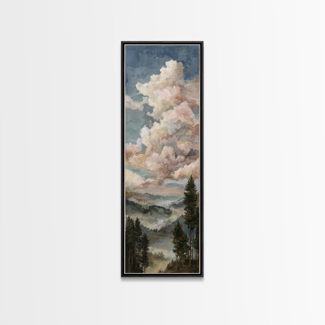 Blush and Taupe Cloudscape Canvas Print, Master Bedroom, Wall Art, Bedroom Decor, Oil Painting, Sanctuary, Bedroom Wall Art, MAS-1x3-90