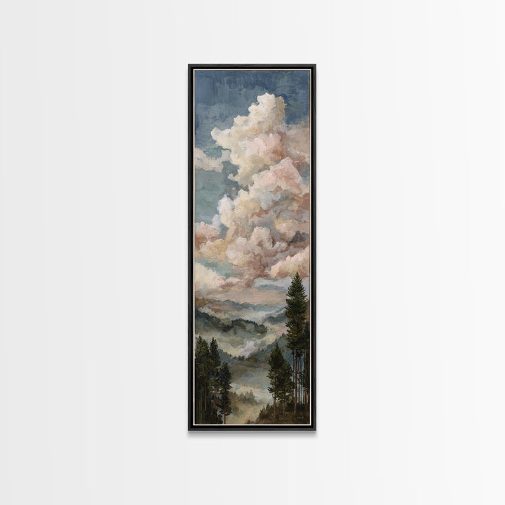 Blush and Taupe Cloudscape Canvas Print, Master Bedroom, Wall Art, Bedroom Decor, Oil Painting, Sanctuary, Bedroom Wall Art, MAS-1x3-90