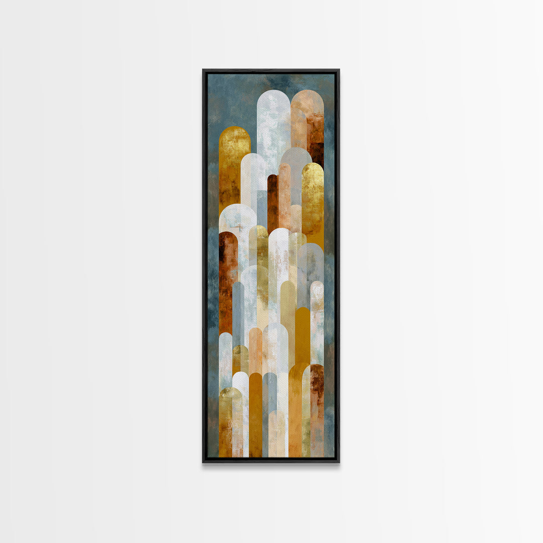 Gold Accented Abstract Arches Framed Canvas Print, Master Bedroom, Signs for Home, Bedroom Decor, Abstract Art, Sanctuary, MAS-1x3-92