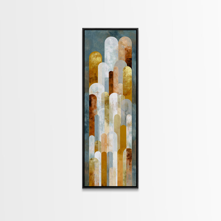 Gold Accented Abstract Arches Framed Canvas Print, Master Bedroom, Signs for Home, Bedroom Decor, Abstract Art, Sanctuary, MAS-1x3-92