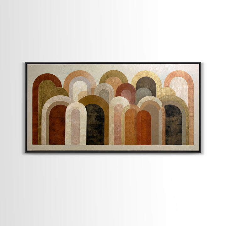 Gold Accented Abstract Arches Framed Canvas Print, Master Bedroom, Wall Art Bedroom, Bedroom Decor, Fine Art, Sanctuary, MAS-2x1-100