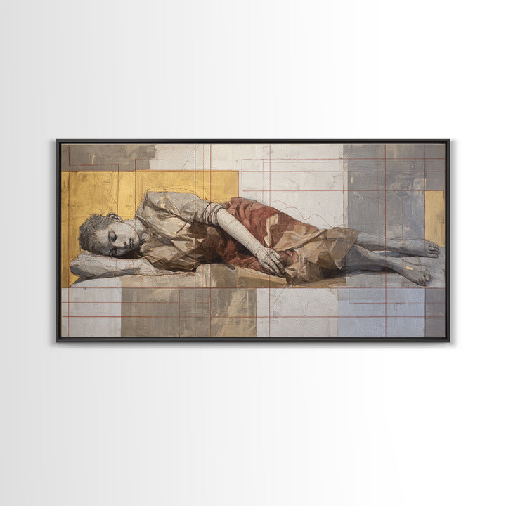 Classical Reclining Figure Implied Through Line Art Canvas Print, Master Bedroom, Room Decor, Bedroom Decor, Sanctuary, MAS-2x1-18