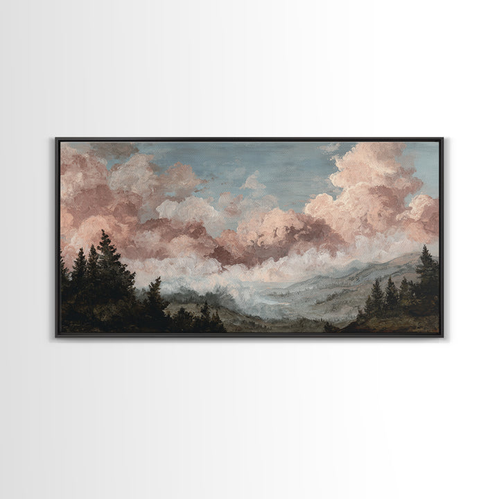 Blush and Taupe Cloudscape Canvas Print, Master Bedroom, Bedroom Decor, Abstract Art, Sanctuary, Printable Art, MAS-2x1-2