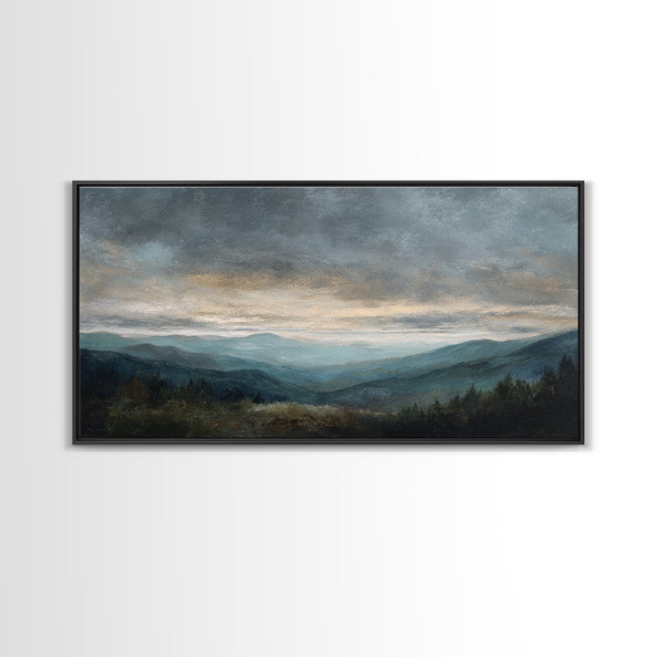 Soft Mountain Ridge Framed Canvas Print, Master Bedroom, Printable Wall Art, Bedroom Decor, Sanctuary, Minimalist Wall Art, MAS-2x1-33