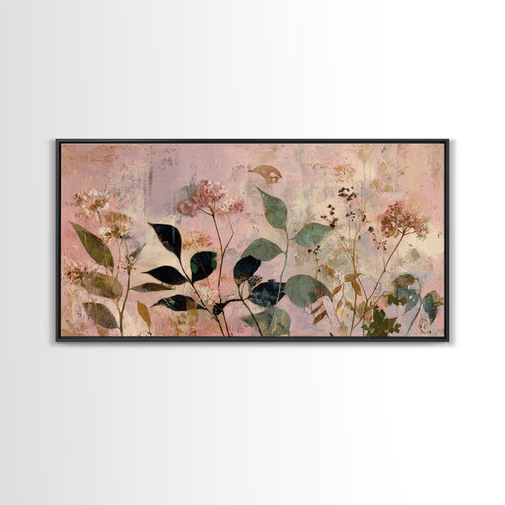Dreamy Celestial Moon and Botanical Composition Canvas Print, Master Bedroom, Minimalist Wall Art, Bedroom Decor, Sanctuary, MAS-2x1-55