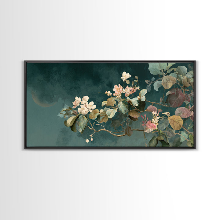 Dreamy Celestial Moon and Botanical Composition Canvas Print, Master Bedroom, Wall Art Prints, Bedroom Decor, Sanctuary, MAS-2x1-7