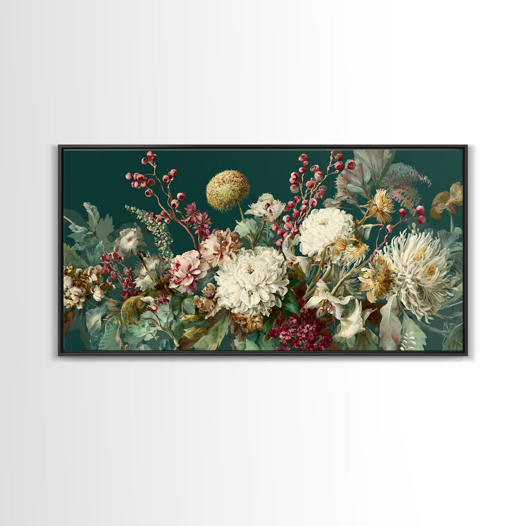 Dreamy Celestial Moon and Botanical Composition Canvas Print, Master Bedroom, Vinyl Wall Decal, Bedroom Decor, Sanctuary, MAS-2x1-79