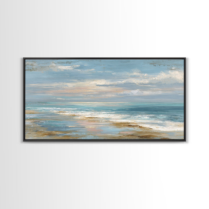 Hotel Coastal Landscape Canvas Print, Master Bedroom, Farmhouse Wall Art, Bedroom Decor, Oil Painting, Sanctuary, MAS-2x1-89