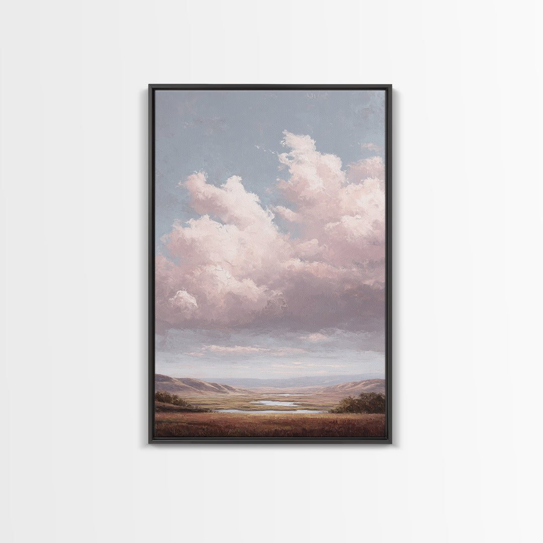 Blush and Taupe Cloudscape Canvas Print, Master Bedroom, Wall Art, Bedroom Decor, Oil Painting, Sanctuary, Bedroom Wall Art, MAS-2x3-14