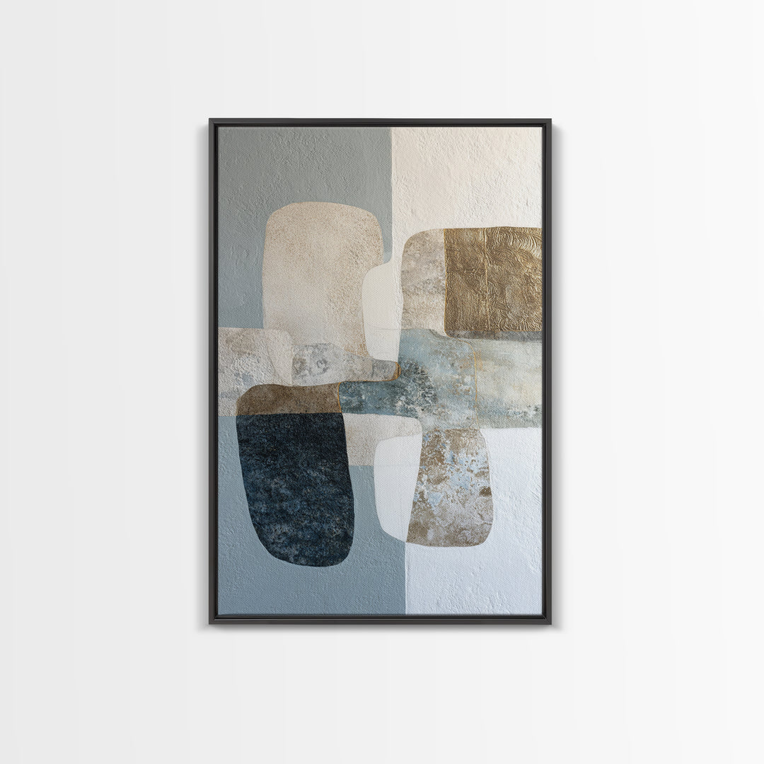 Minimal Stone Shapes Framed Canvas Print, Master Bedroom, Modern Decor, Bedroom Decor, Abstract Art, Sanctuary, Wall Decor, MAS-2x3-24