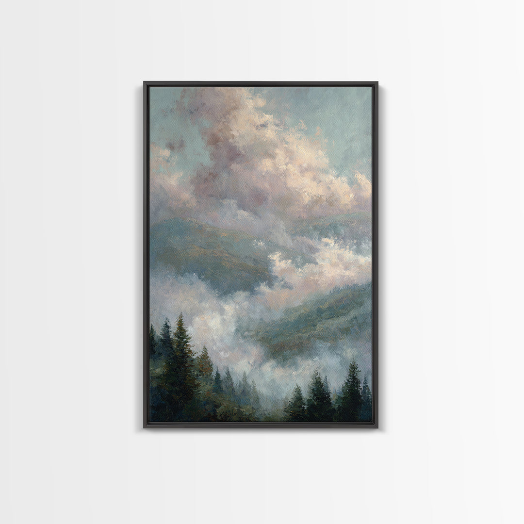 Blush and Taupe Cloudscape Framed Canvas Print, Master Bedroom, Large Wall Art, Bedroom Decor, Sanctuary, Bedroom Prints, MAS-2x3-38