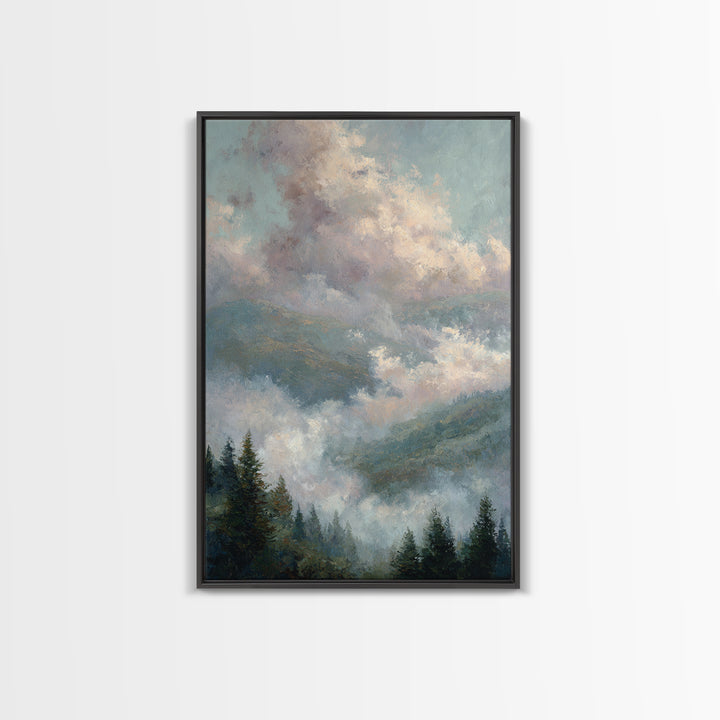 Blush and Taupe Cloudscape Framed Canvas Print, Master Bedroom, Large Wall Art, Bedroom Decor, Sanctuary, Bedroom Prints, MAS-2x3-38