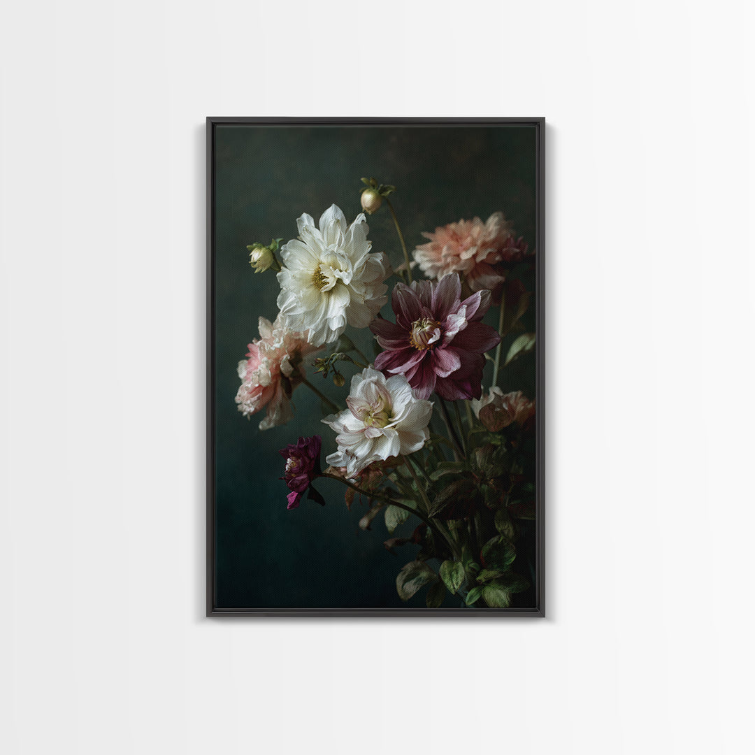 Night Garden with Pale Flowers and Stars Canvas Print, Master Bedroom, Fine Art Print, Bedroom Decor, Watercolor Art, Sanctuary, MAS-2x3-7