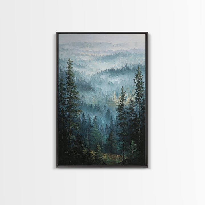Calm Misty Forest Panorama Framed Canvas Print, Master Bedroom, Modern Decor, Bedroom Decor, Fine Art, Sanctuary, Wall Decor, MAS-2x3-84