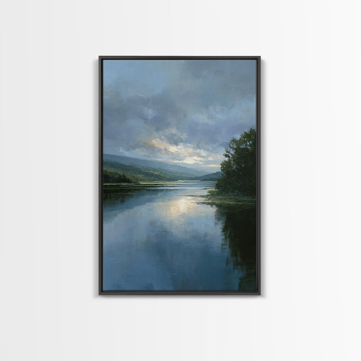 Serene Lake with Pale Morning Reflection Canvas Print, Master Bedroom, Above Bed Wall Decor, Bedroom Decor, Sanctuary, MAS-2x3-87