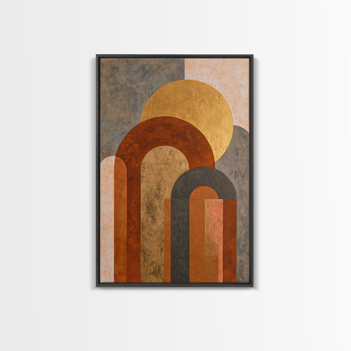 Gold Accented Abstract Arches Framed Canvas Print, Master Bedroom, Minimalist Wall Art, Bedroom Decor, Fine Art, Sanctuary, MAS-2x3-88