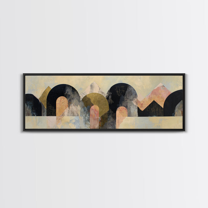 Gold Accented Abstract Arches Canvas Print, Master Bedroom, Vinyl Wall Decal, Bedroom Decor, Abstract Art, Sanctuary, MAS-3x1-24