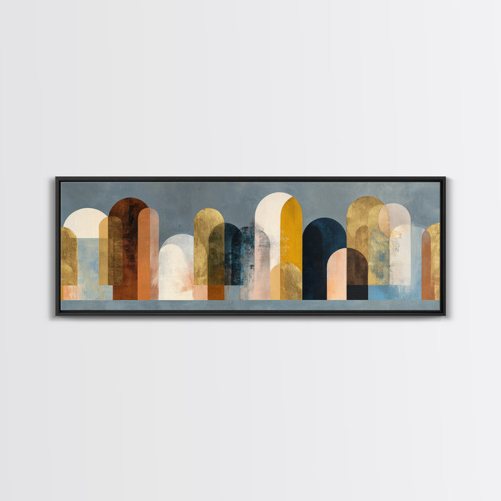 Gold Accented Abstract Arches Canvas Print, Master Bedroom, Textured Painting, Bedroom Decor, Abstract Art, Sanctuary, MAS-3x1-48