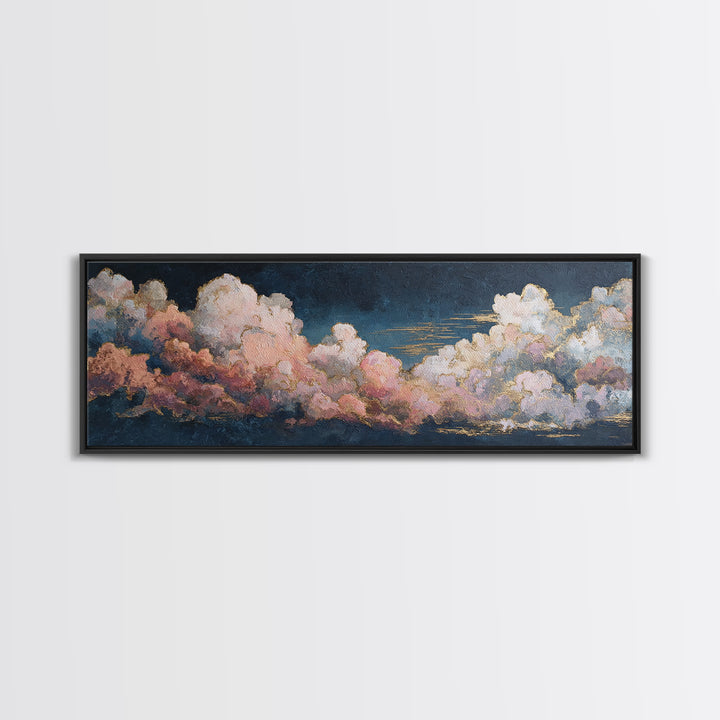 Blush and Taupe Cloudscape Canvas Print, Master Bedroom, Wall Art, Bedroom Decor, Oil Painting, Sanctuary, Bedroom Wall Art, MAS-3x1-70