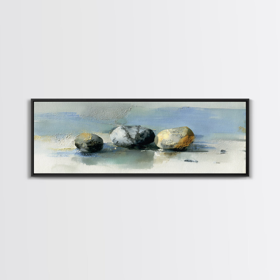 Minimal Stone Shapes Canvas Print, Master Bedroom, Above Bed Wall Art, Bedroom Decor, Abstract Art, Sanctuary, MAS-3x1-8