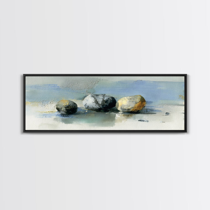 Minimal Stone Shapes Canvas Print, Master Bedroom, Above Bed Wall Art, Bedroom Decor, Abstract Art, Sanctuary, MAS-3x1-8