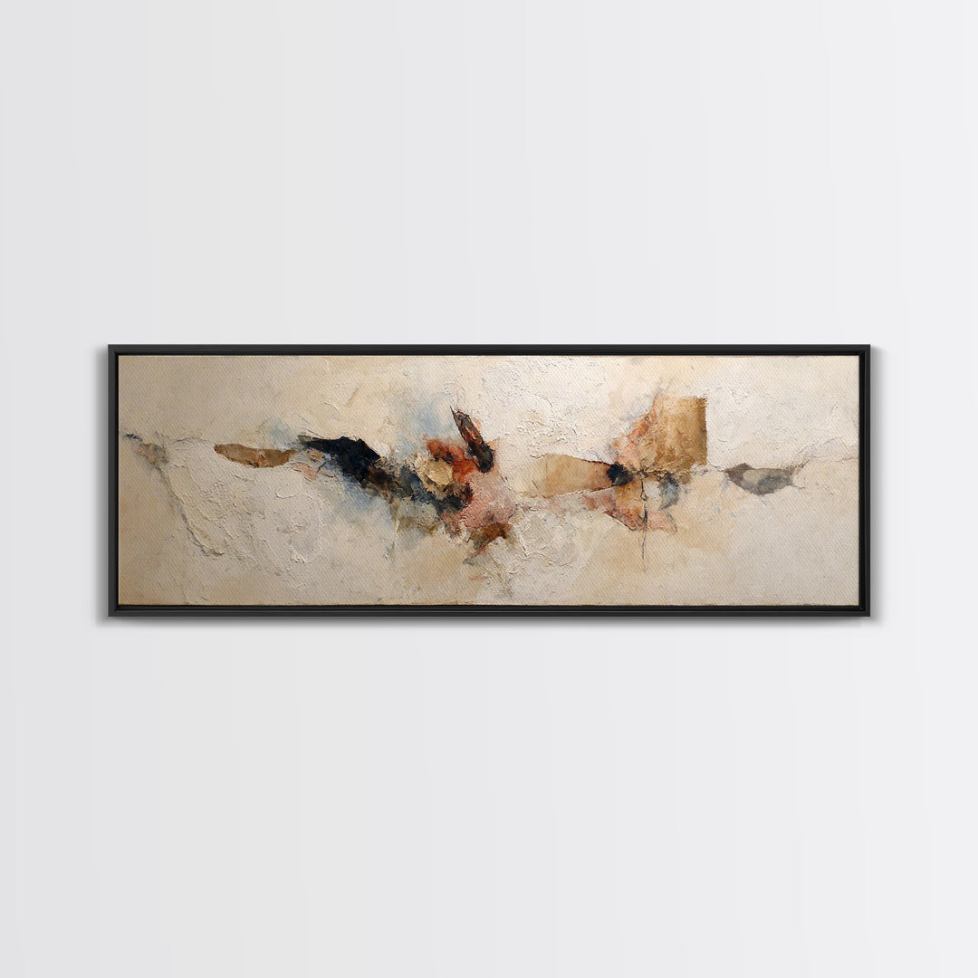 Large Cream Abstract Framed Canvas Print, Master Bedroom, Vinyl Wall Decal, Bedroom Decor, Abstract Art, Sanctuary, MAS-3x1-81