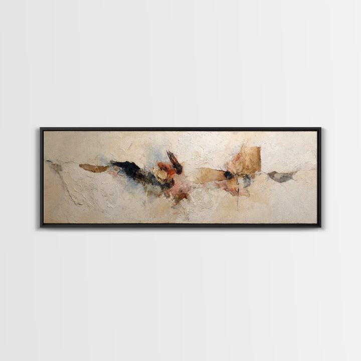 Large Cream Abstract Framed Canvas Print, Master Bedroom, Vinyl Wall Decal, Bedroom Decor, Abstract Art, Sanctuary, MAS-3x1-81