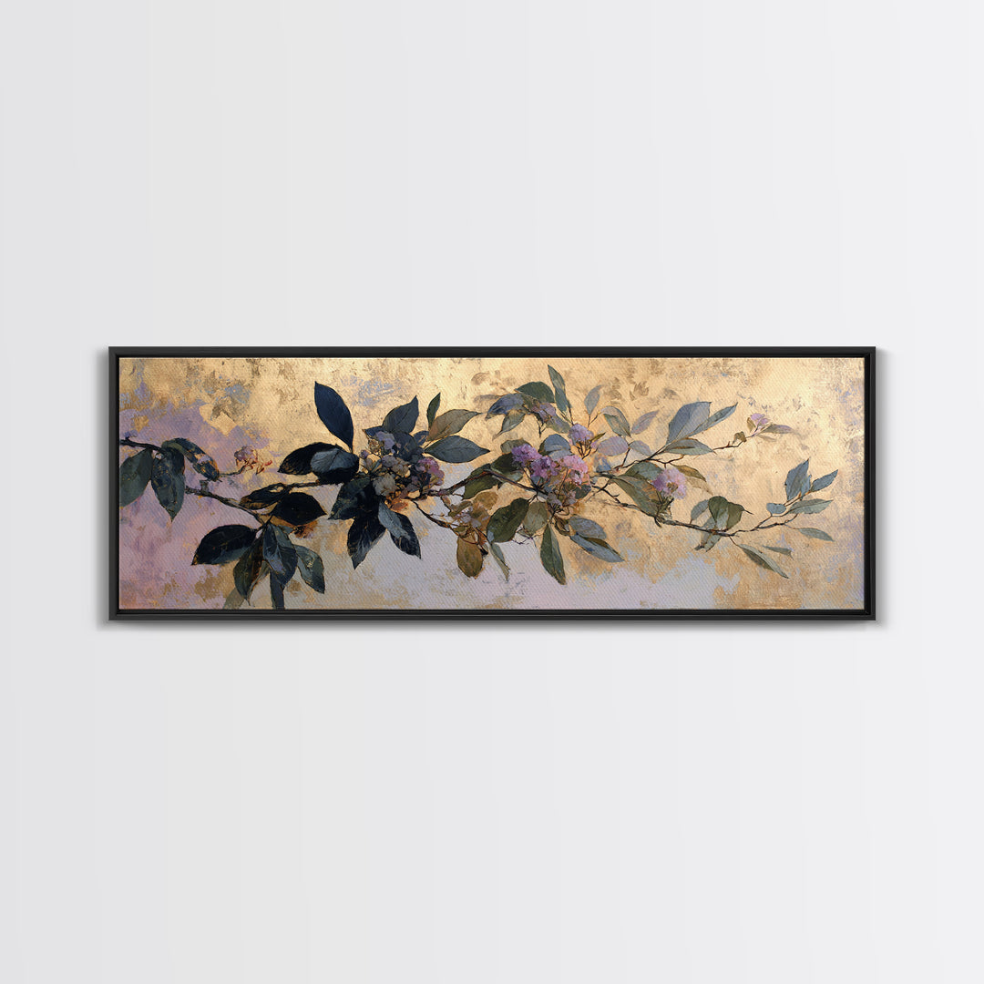 Dreamy Celestial Moon and Botanical Composition Framed Canvas Print, Master Bedroom, Bedroom Decor, Oil Painting, Sanctuary, MAS-3x1-99