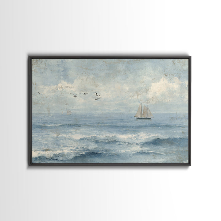 Hotel Coastal Landscape Canvas Print, Master Bedroom, Living Room Prints, Bedroom Decor, Watercolor Art, Sanctuary, MAS-3x2-1