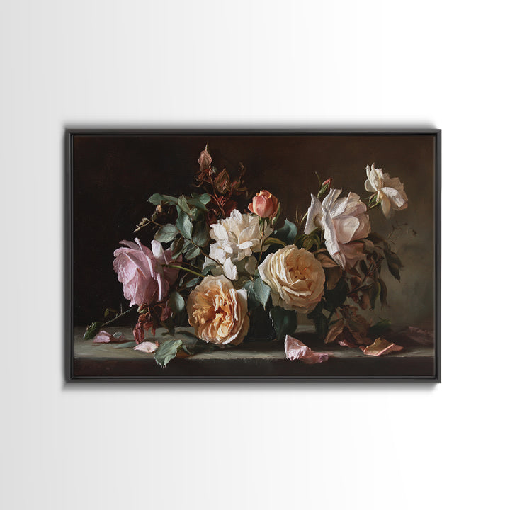 Warm Candlelit Still Life Framed Canvas Print, Master Bedroom, Wall Art, Bedroom Decor, Oil Painting, Sanctuary, MAS-3x2-100