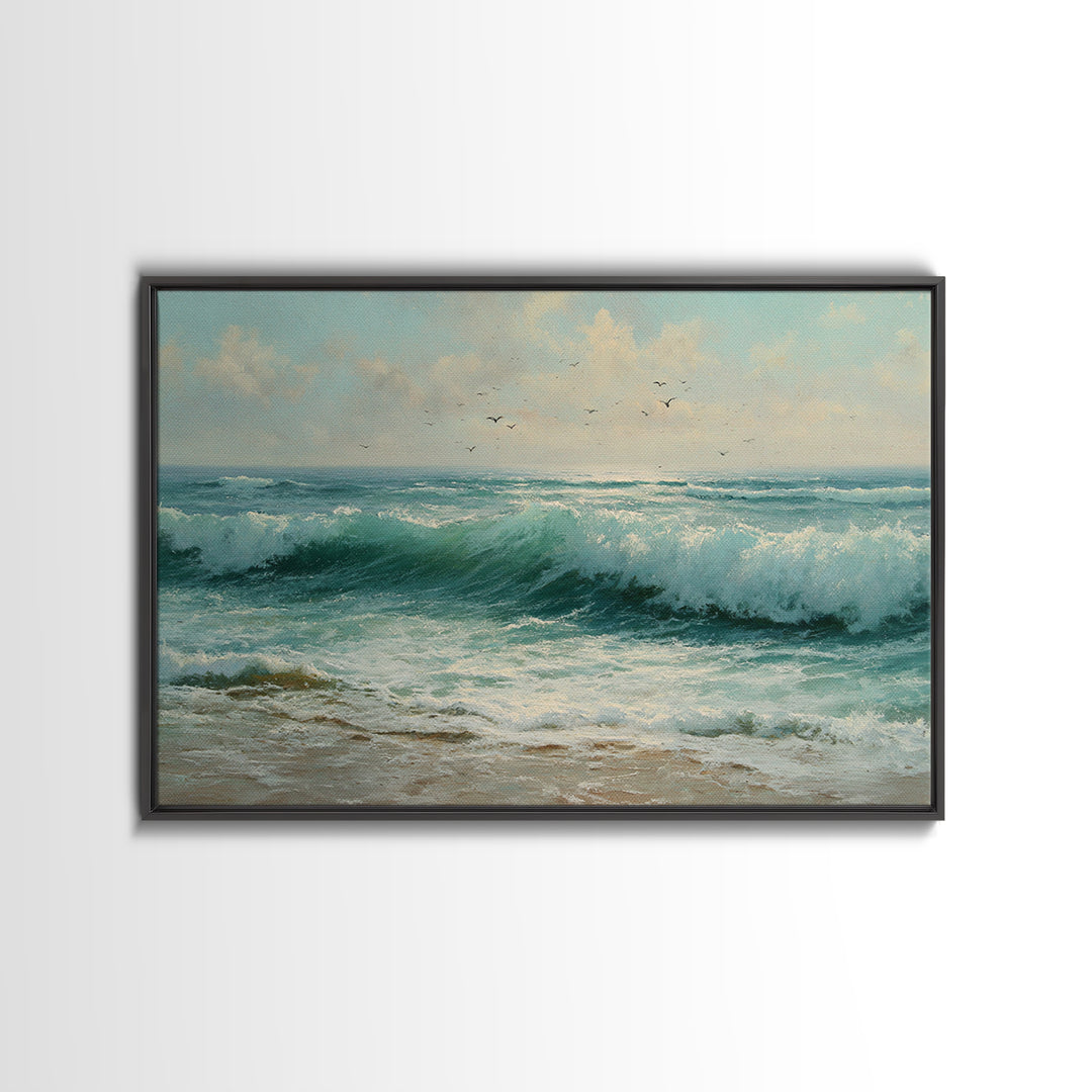 Elegant Moonlit Ocean Horizon Canvas Print, Master Bedroom, Modern Decor, Bedroom Decor, Fine Art, Sanctuary, Wall Decor, MAS-3x2-29