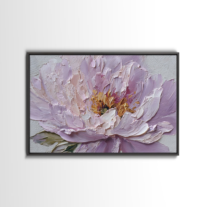 Romantic Neutral Peony Closeup Framed Canvas Print, Master Bedroom, Vinyl Wall Decal, Bedroom Decor, Fine Art, Sanctuary, MAS-3x2-78