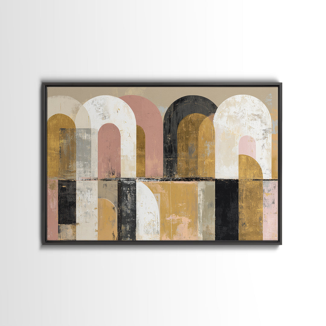 Gold Accented Abstract Arches Canvas Print, Master Bedroom, Wall Decor, Bedroom Decor, Sanctuary, Farmhouse Wall Decor, MAS-3x2-84
