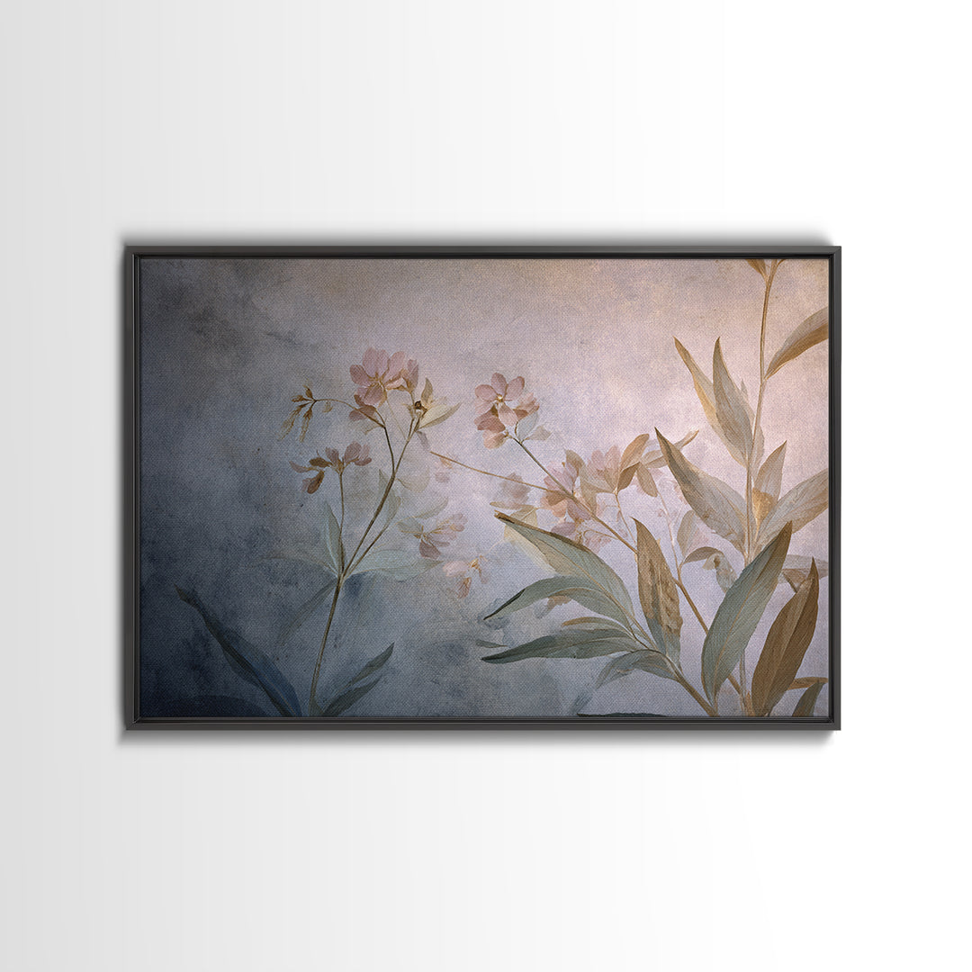 Dreamy Celestial Moon and Botanical Composition Framed Canvas Print, Master Bedroom, Wall Decor, Bedroom Decor, Sanctuary, MAS-3x2-87