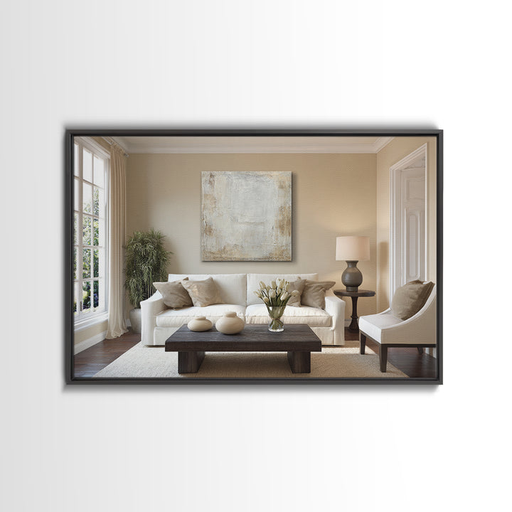 Minimal Stone Shapes Framed Canvas Print, Master Bedroom, Printable Wall Art, Bedroom Decor, Abstract Art, Sanctuary, MAS-3x2-92