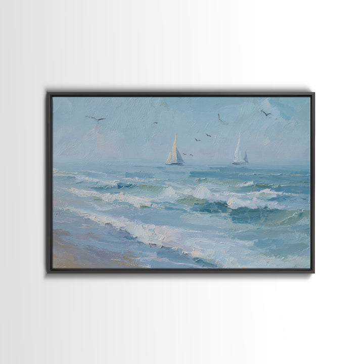 Hotel Coastal Landscape Framed Canvas Print, Master Bedroom, Luxury Decor, Bedroom Decor, Fine Art, Sanctuary, Wedding Decor, MAS-3x2-97