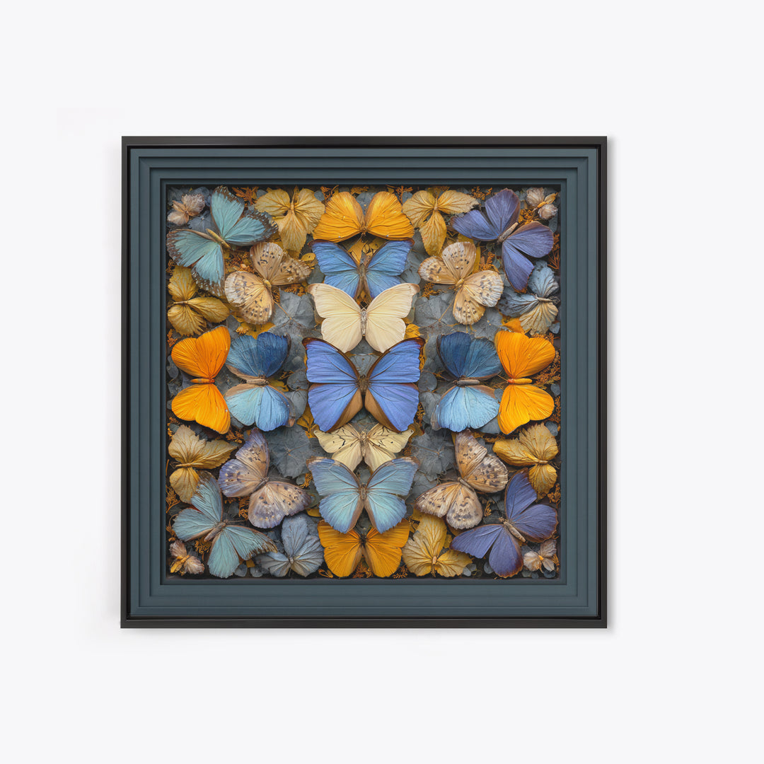 Framed Butterfly Collection Canvas Print, Maximalist Art, Art Nouveau, Living Room Decor, Maximal, Living Room Wall Art, MAX-1x1-23