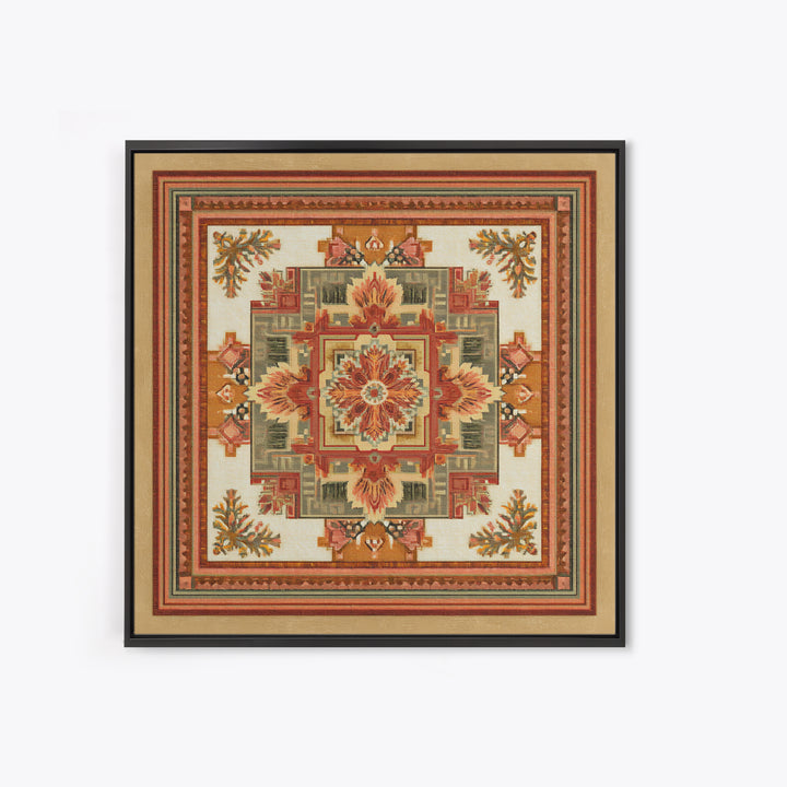 Bohemian Textile Pattern Framed Canvas Print, Maximalist Art, Art Nouveau, Living Room Decor, Maximal, Living Room Wall Art, MAX-1x1-44